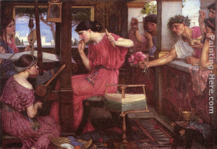 Penelope and the Suitors painting - John William Waterhouse Penelope and the Suitors art painting